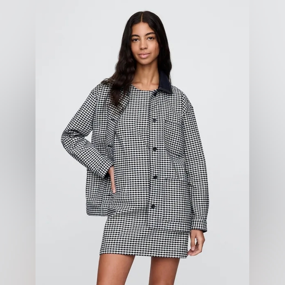 Women's Black and White Checkered Jacket